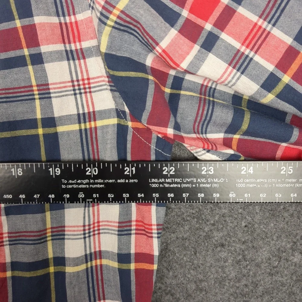 J Crew Mens Button Down Shirt Plaid Long‎ Sleeve Casual Red Blue Yellow Size M